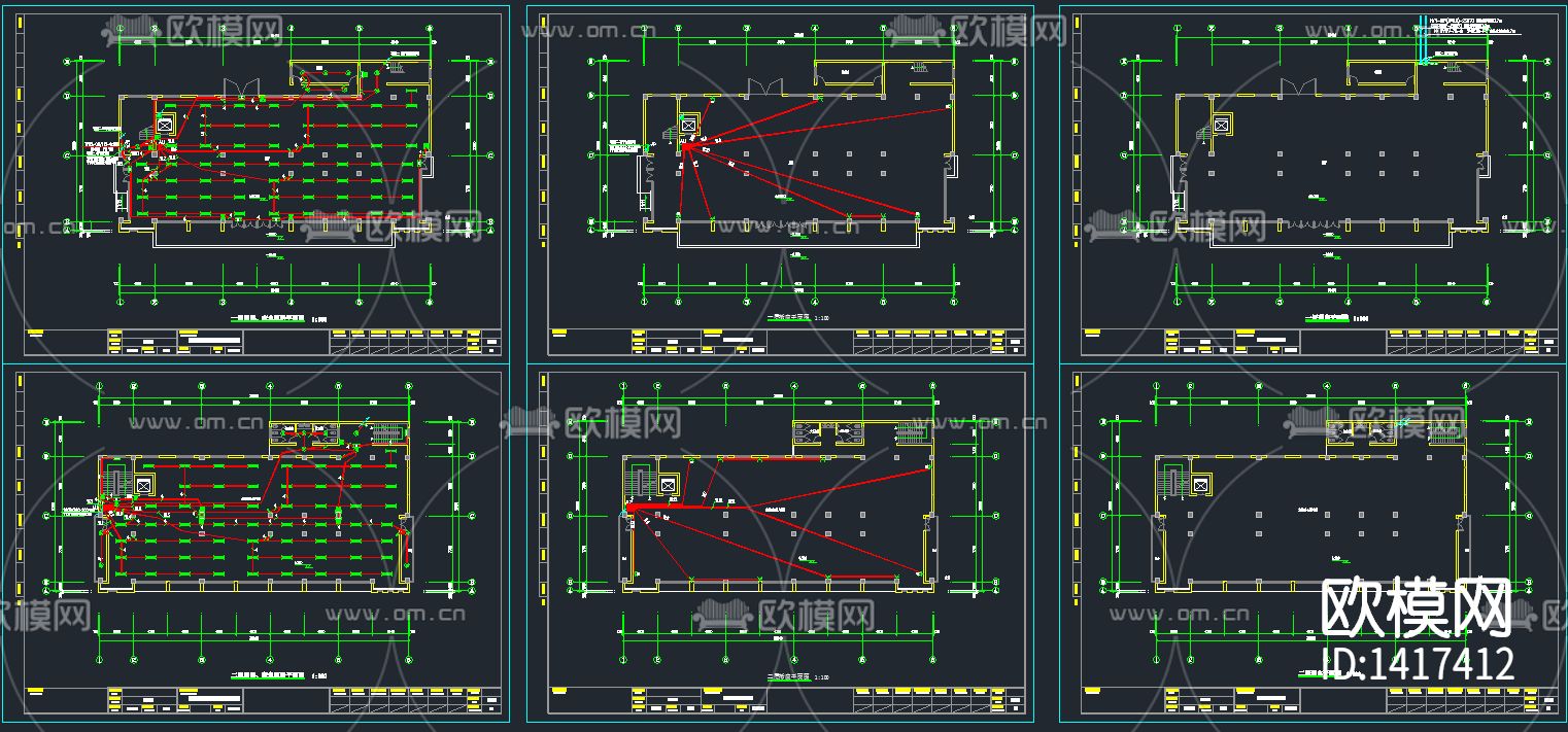 大型办公楼公司全套电气施工图纸下载（渲染图2）