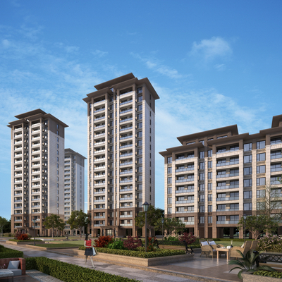 新中式住宅小区外观3d模型