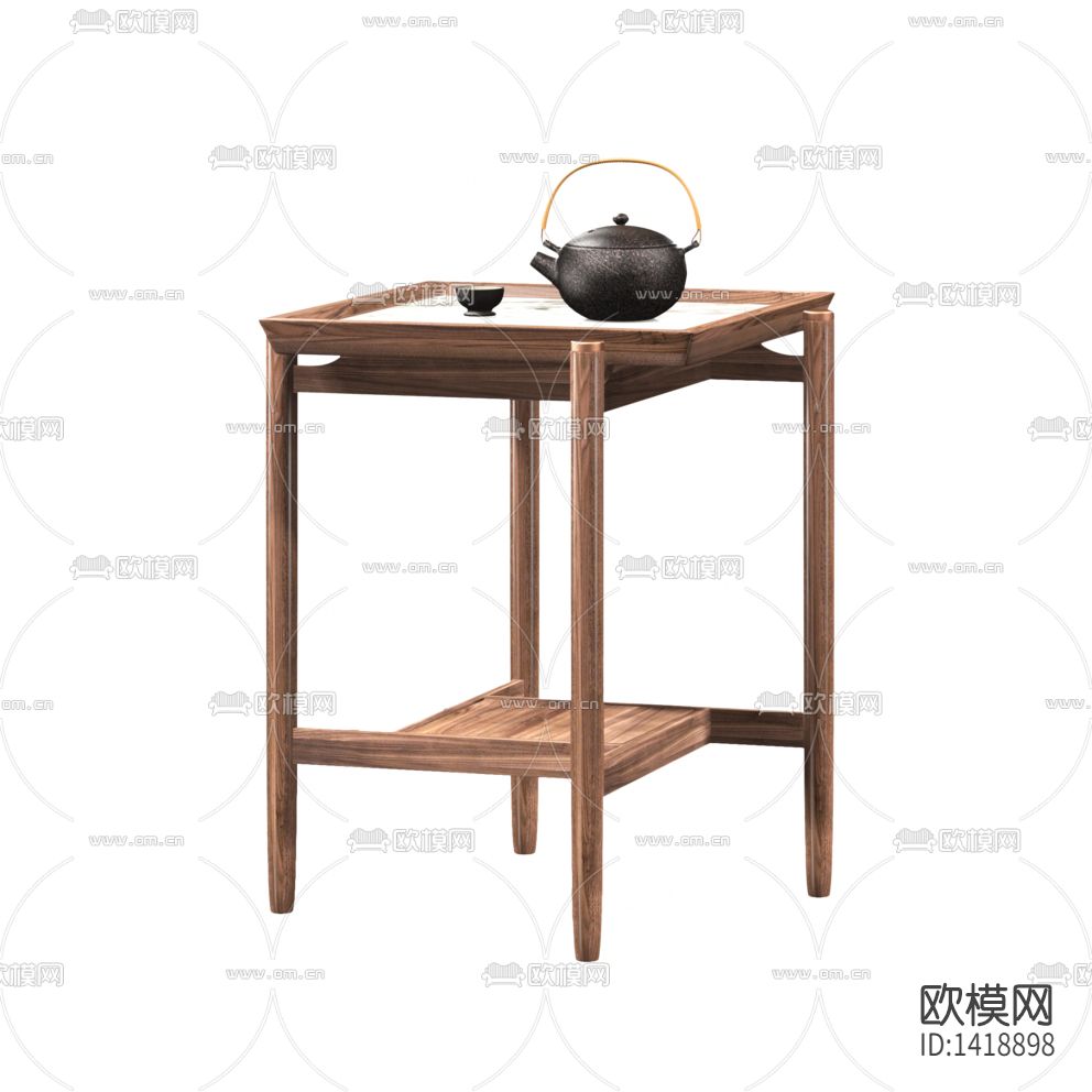 新中式禅意实木方形边几下载