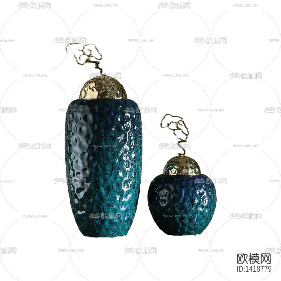 新中式禅意陶瓷金属祥云储物罐