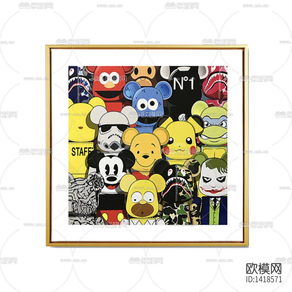 现代简约创意暴力熊装饰画下载