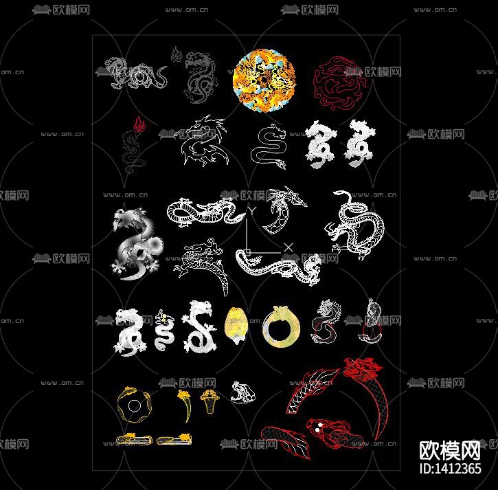 龙纹雕花cad图库下载（渲染图8）