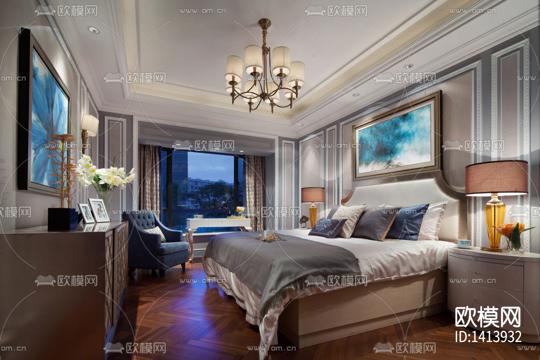 海伦保国际样板房cad施工图下载（渲染图7）