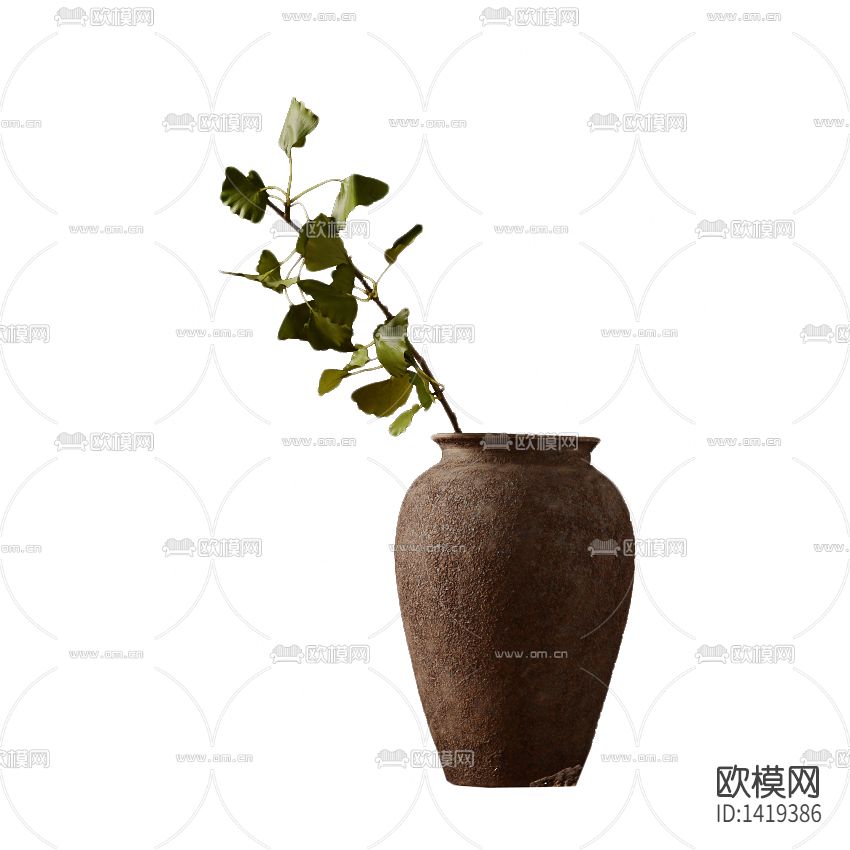 北欧复古粗陶花瓶摆放绿植下载