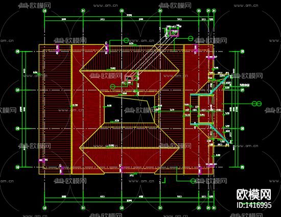 新中式会所建筑外观cad施工图