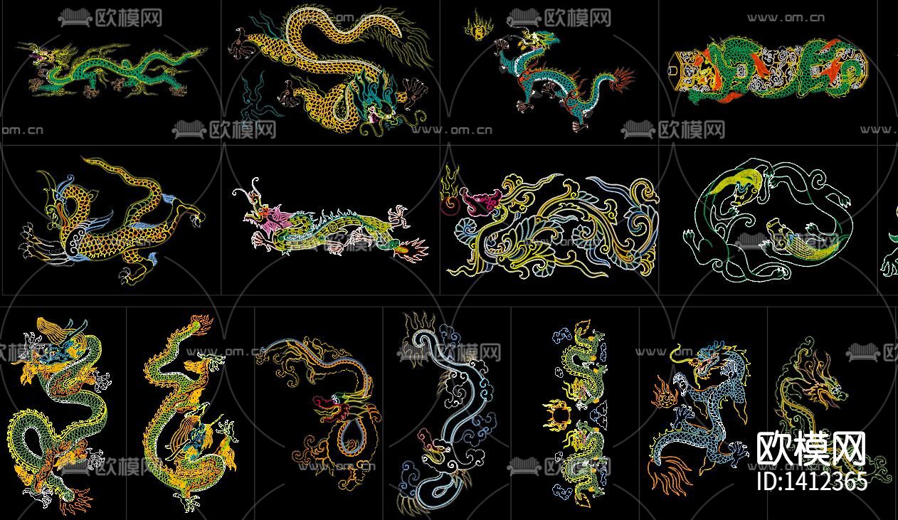 龙纹雕花cad图库下载（渲染图3）