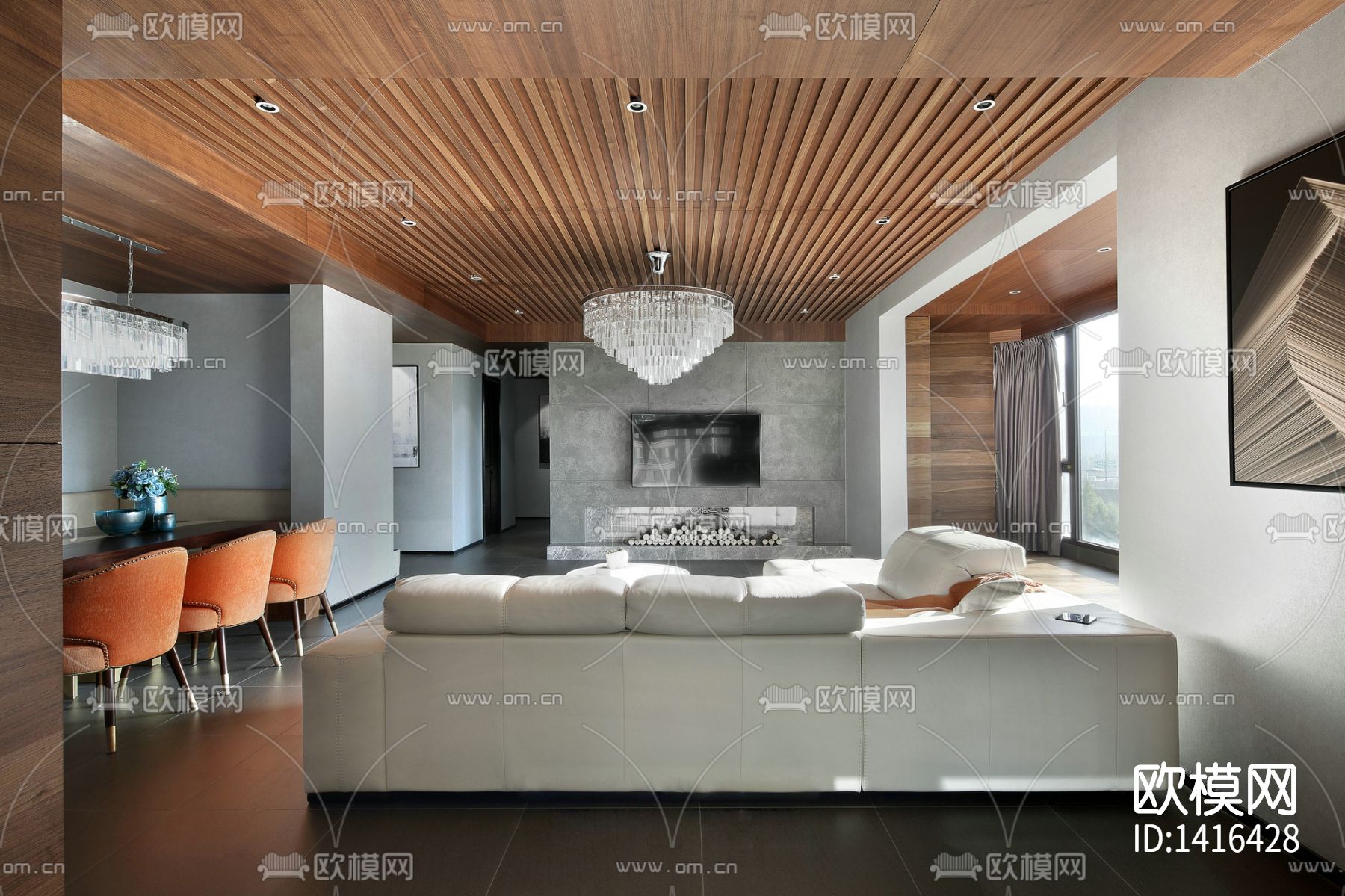 龙湖春江彼岸样板房cad施工图下载（渲染图4）