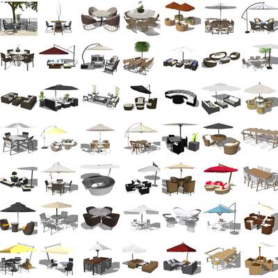  现代户外椅su模型 