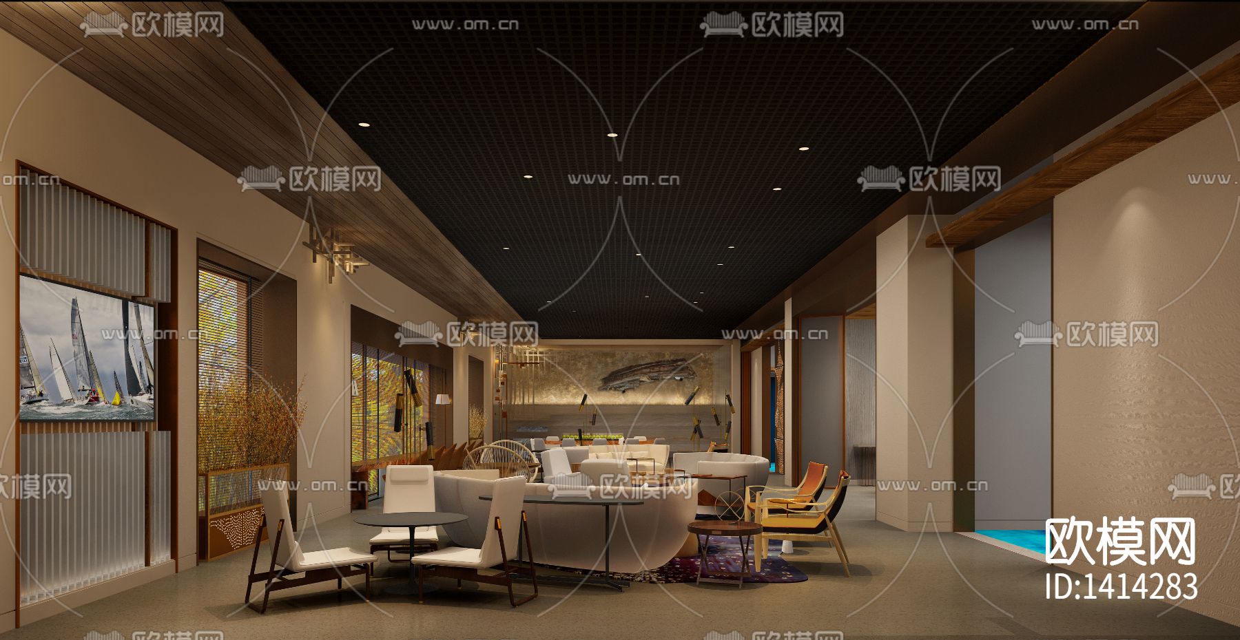 深圳中国杯帆船会所cad施工图下载（渲染图5）