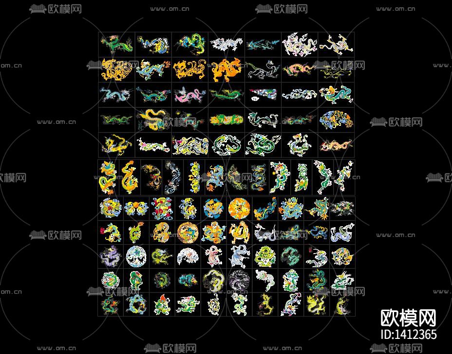 龙纹雕花cad图库下载（渲染图6）