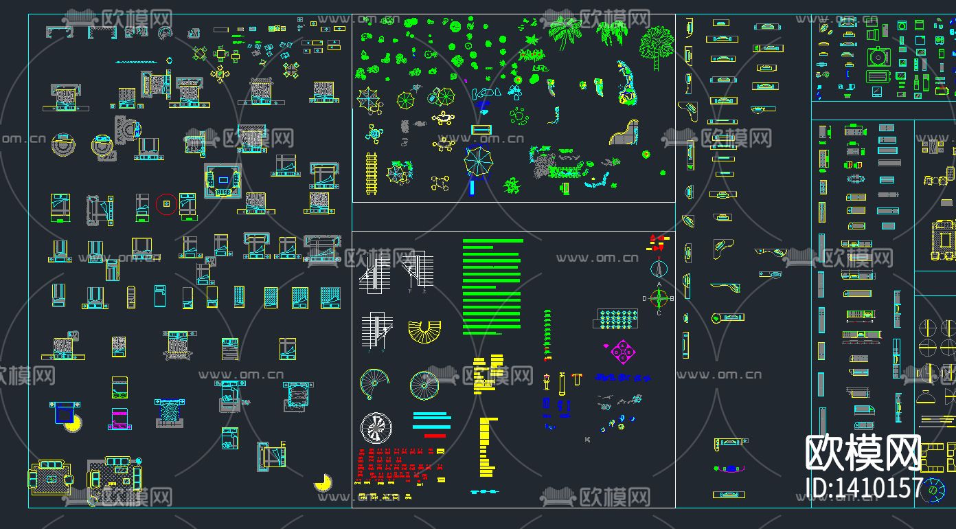 室内施工图必用平面cad图库下载（渲染图2）