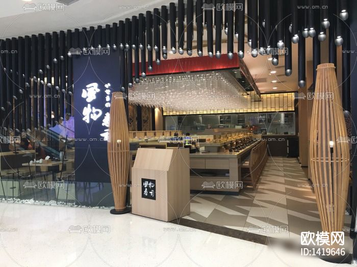 日式餐厅cad施工图下载（渲染图4）