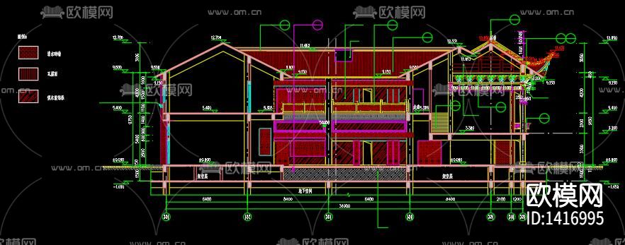 新中式会所建筑外观cad施工图