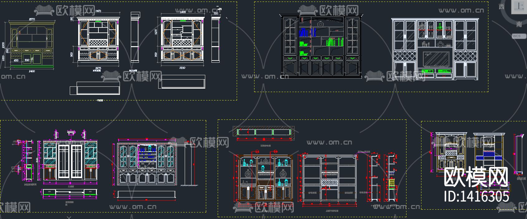 实木酒柜cad图库下载（渲染图4）