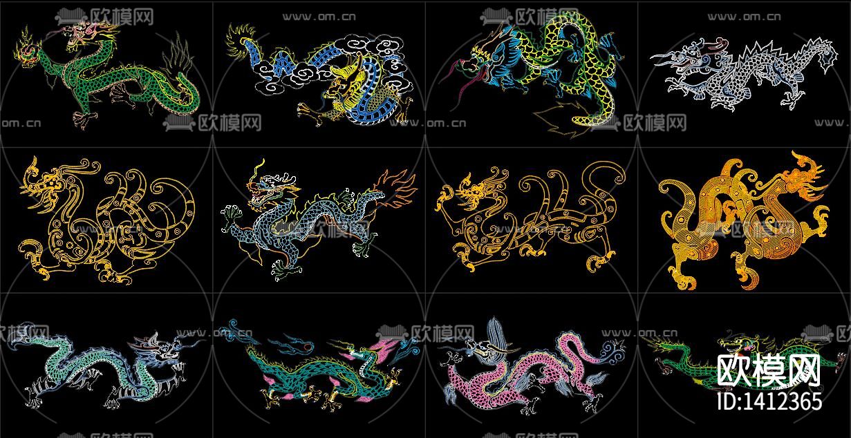 龙纹雕花cad图库下载（渲染图5）