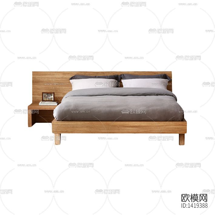北欧简约创意实木布艺双人床下载