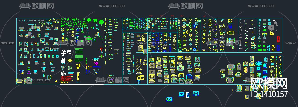 室内施工图必用平面cad图库下载（渲染图1）