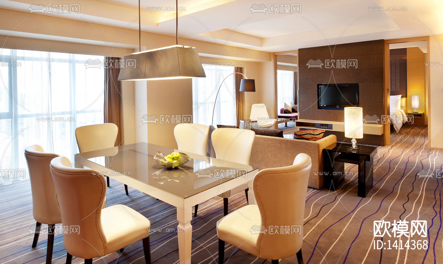 豪华总统套房cad施工图下载（渲染图2）