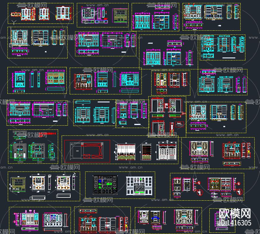 实木酒柜cad图库下载（渲染图1）