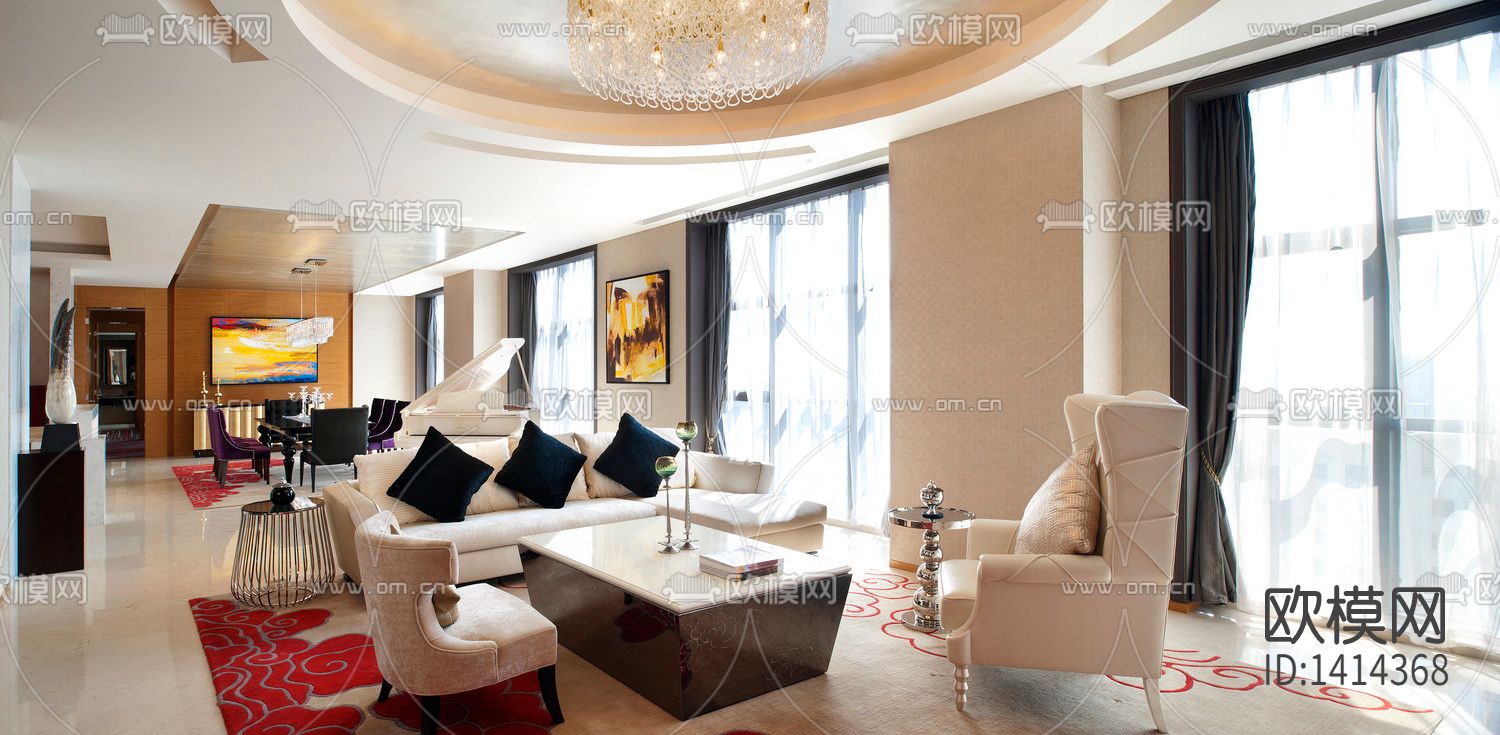 豪华总统套房cad施工图下载（渲染图1）