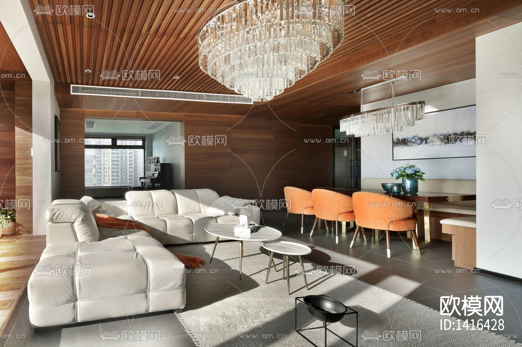 龙湖春江彼岸样板房cad施工图下载（渲染图3）