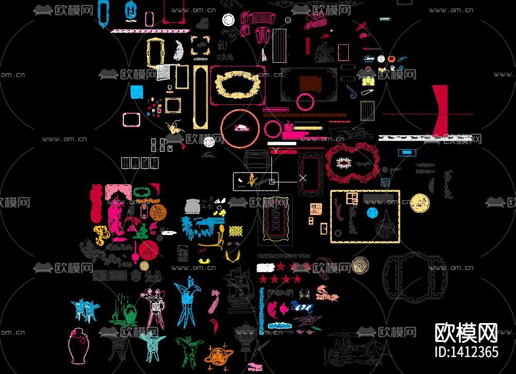 龙纹雕花cad图库下载（渲染图9）