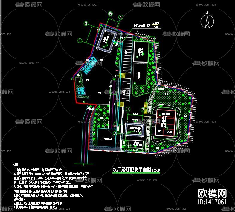 水厂电气cad施工图下载（渲染图1）