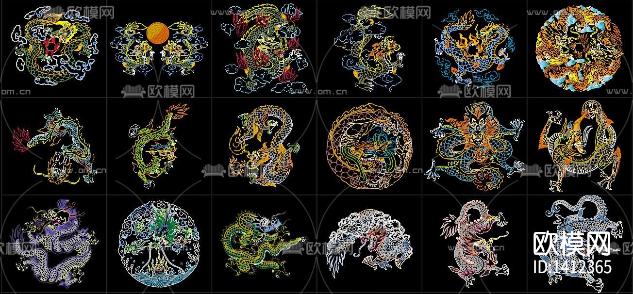 龙纹雕花cad图库下载（渲染图7）