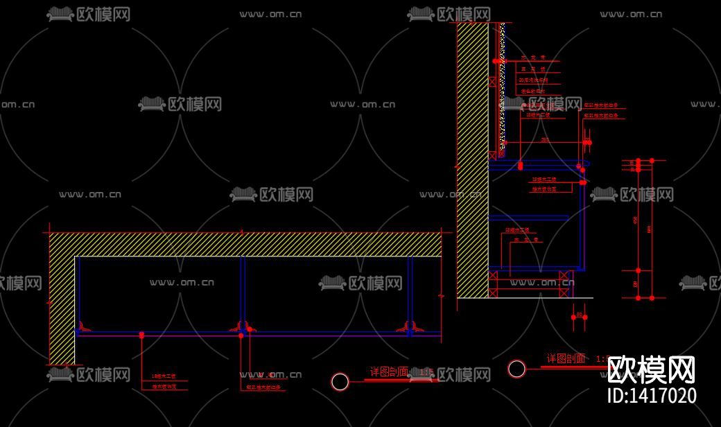 柜体节点cad大样图下载（渲染图2）