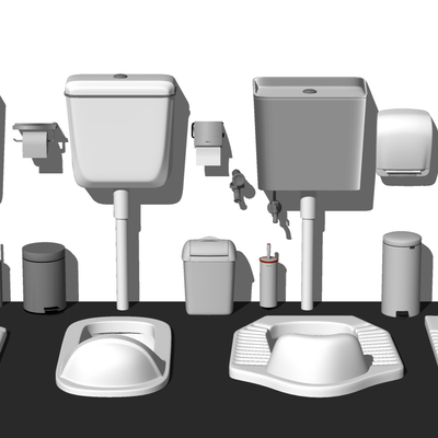  现代蹲便器su模型 