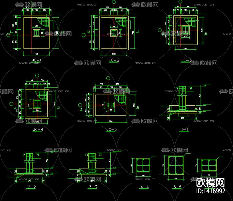 门式钢架厂房cad施工图下载（渲染图1）
