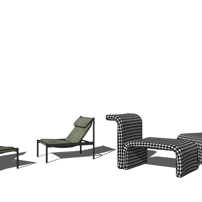  现代布艺躺椅su模型 