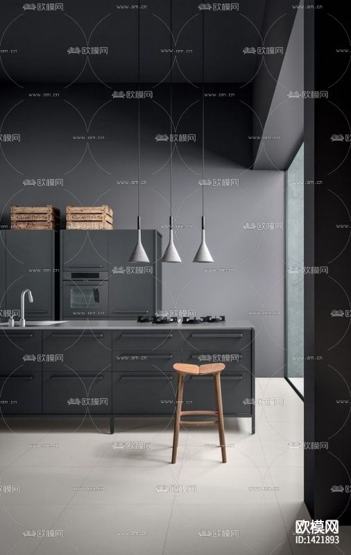 现代轻奢创意厨房场景下载