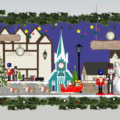  现代圣诞橱窗su模型 