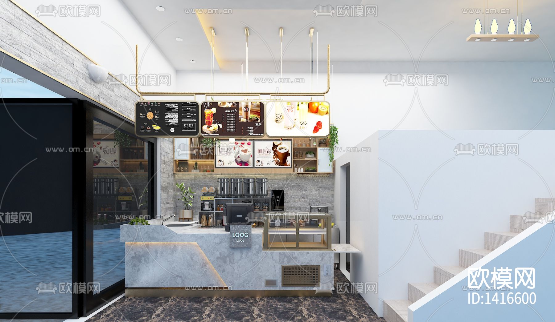 奶茶店cad施工图下载（渲染图1）