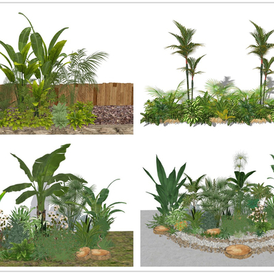  现代植物灌木su模型 