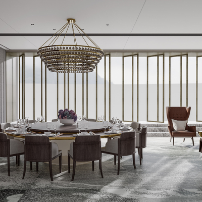  中式餐厅包房su模型 