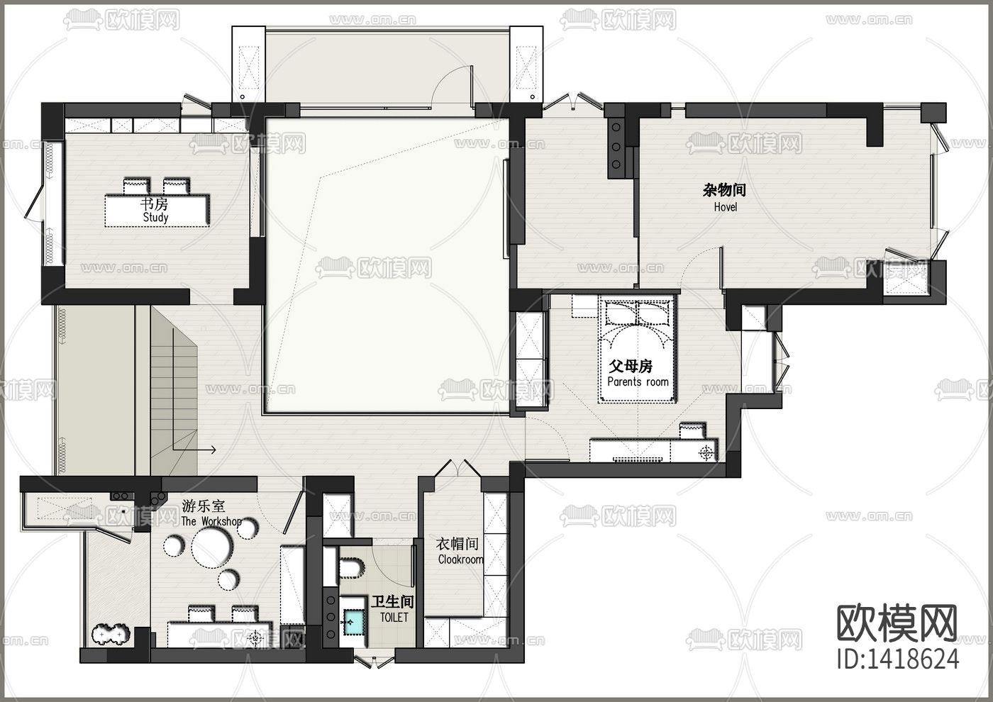全套家装cad施工图下载（渲染图2）