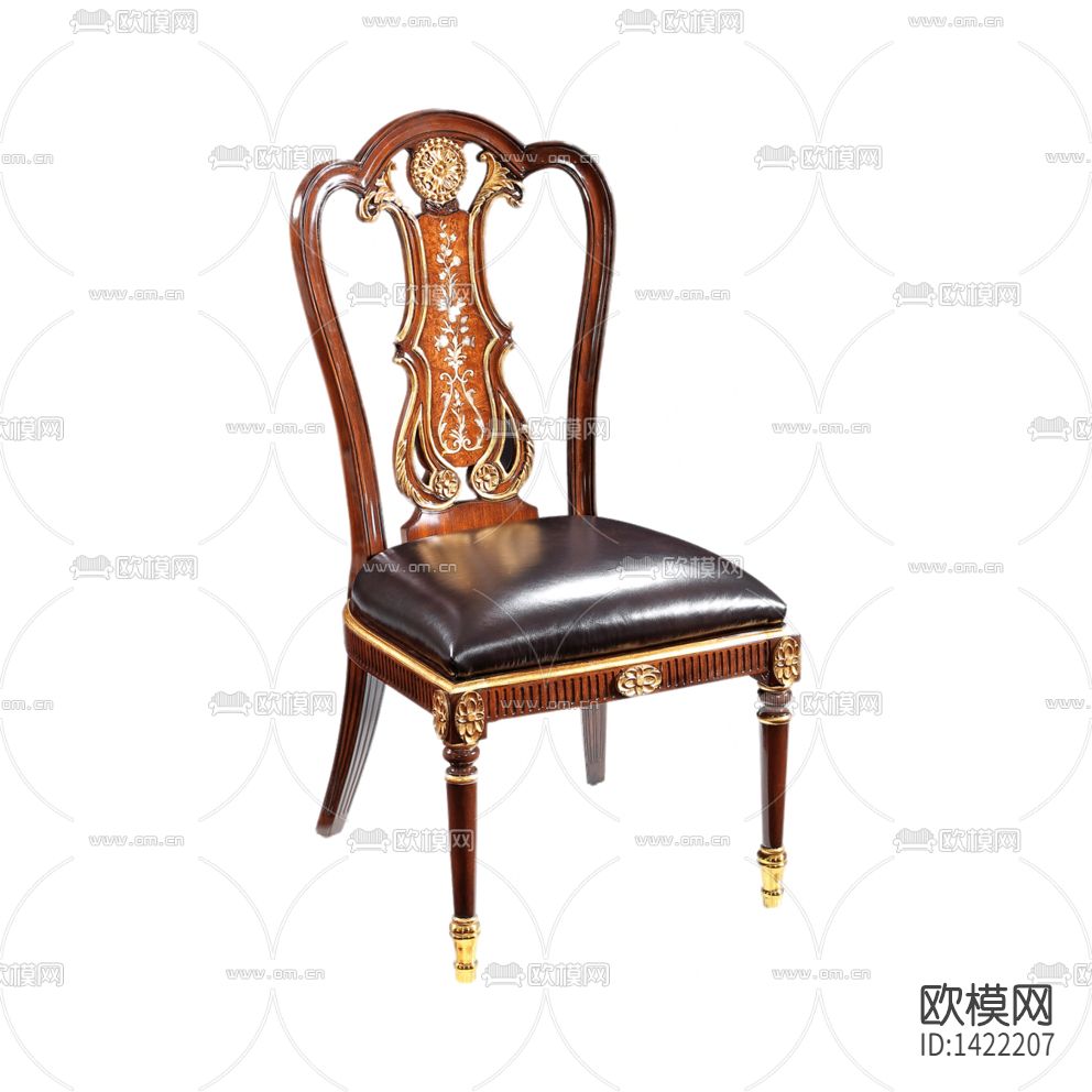 欧式古典实木金属雕刻皮革餐椅
