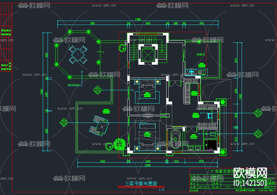 家装设计cad施工图下载（渲染图3）
