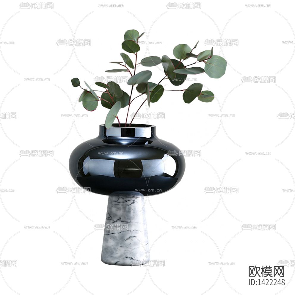 现代简约创意大理石玻璃花瓶摆放绿植下载