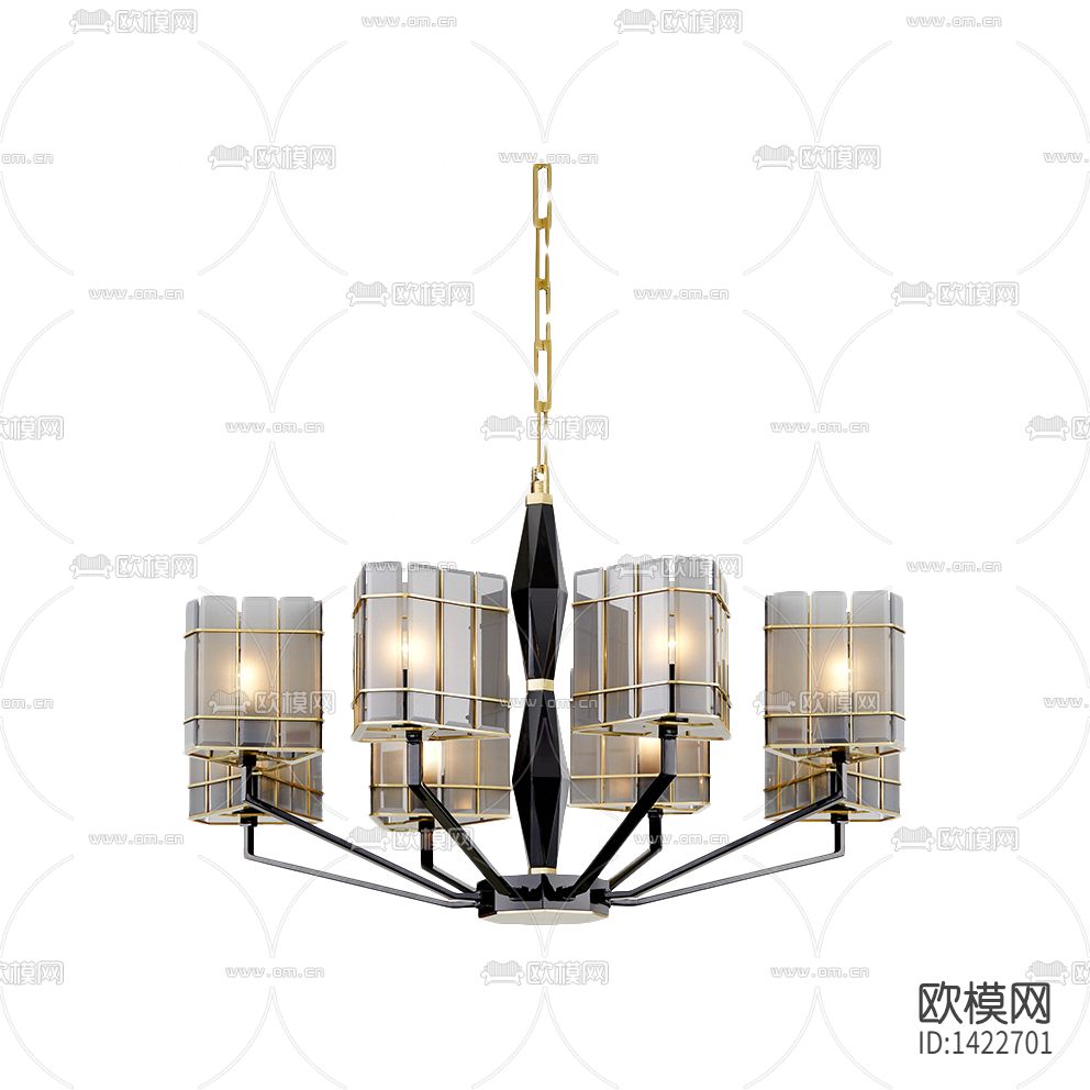 现代轻奢创意金属玻璃吊灯下载