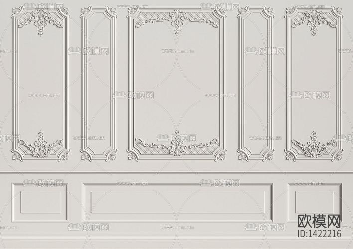 法式石膏线条雕花背景墙下载