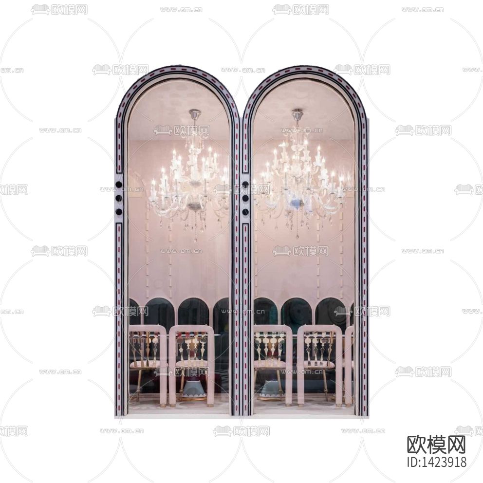 北欧轻奢创意拱门型镜面背景墙