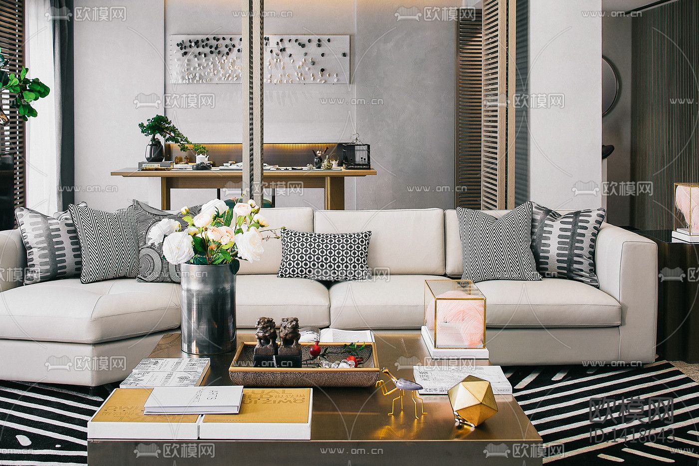 现代别墅全套家装cad施工图下载（渲染图2）