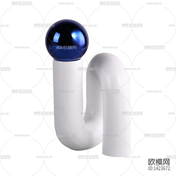 现代克莱因蓝几何创意弯曲树脂摆件下载