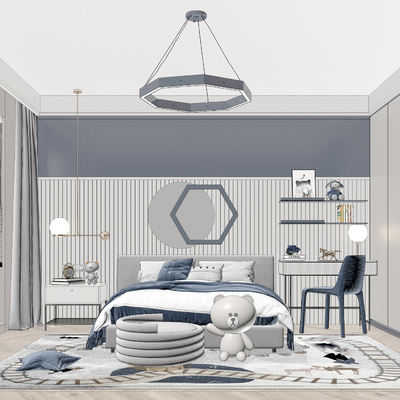  现代儿童房su模型 