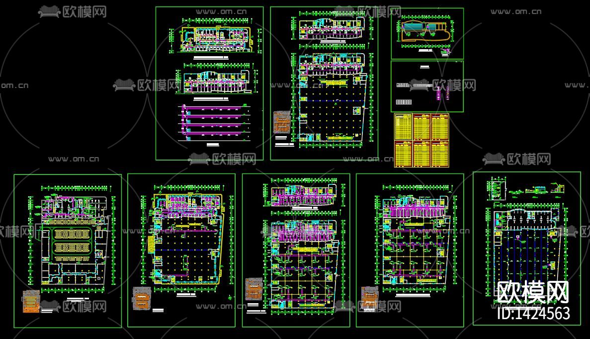 商场空调通风防排烟cad施工图下载（渲染图10）