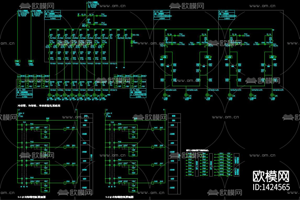 中央空调配电cad施工图下载（渲染图1）