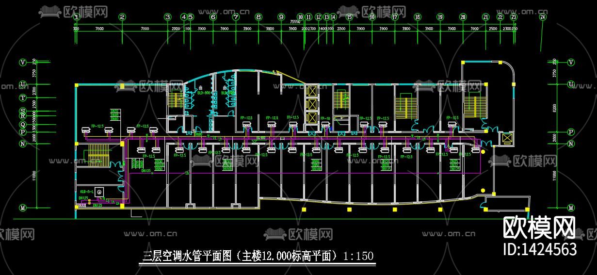 商场空调通风防排烟cad施工图下载（渲染图5）